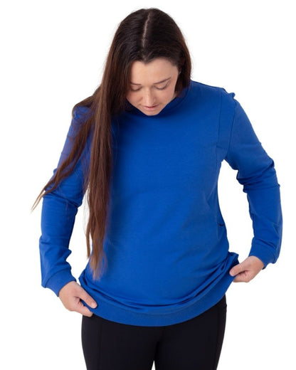 Blue breastfeeding sweatshirt front view