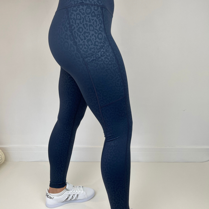 Revive Leggings | Navy Blue Leopard
