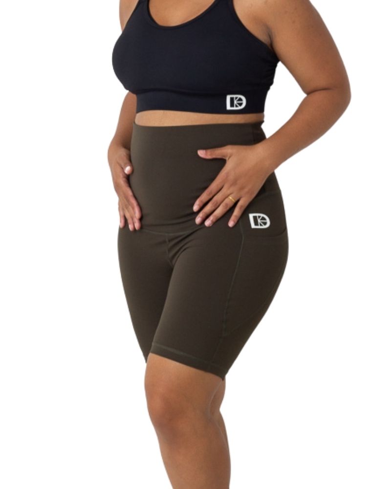 Maternity Postnatal Active Support Cycling Shorts Olive