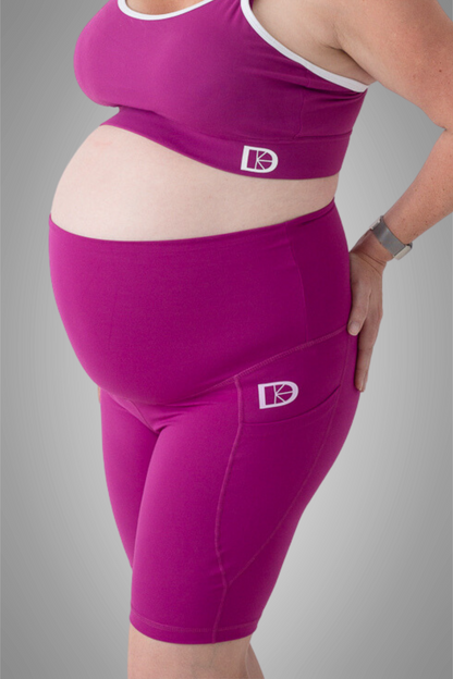 Maternity & Postnatal Active Support Cycling Shorts | Raspberry
