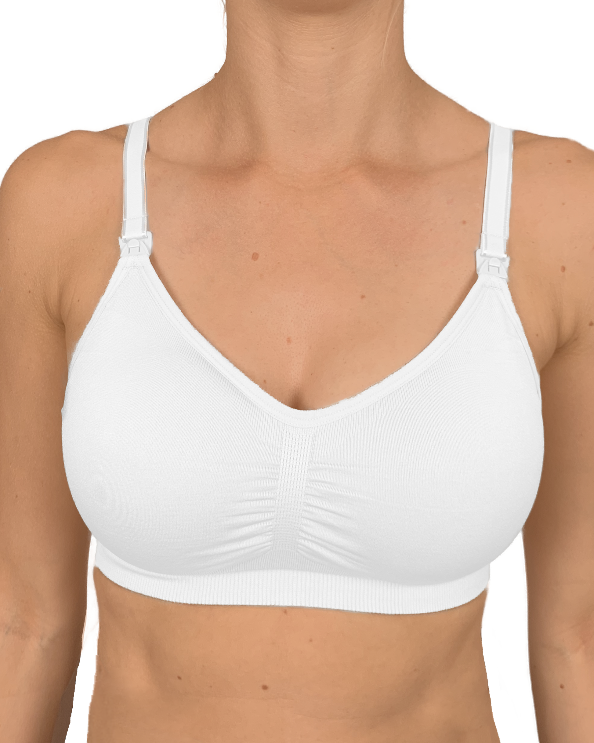 Seamless Nursing Bra with Lace Trim - white light solid, Maternity