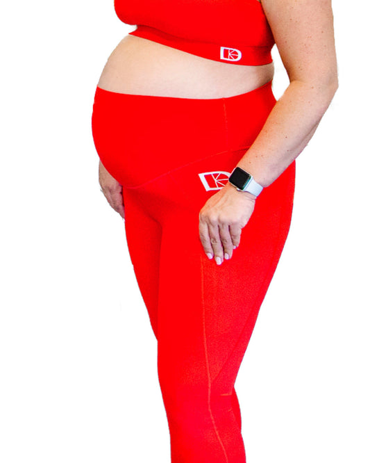 Red pregnancy leggings